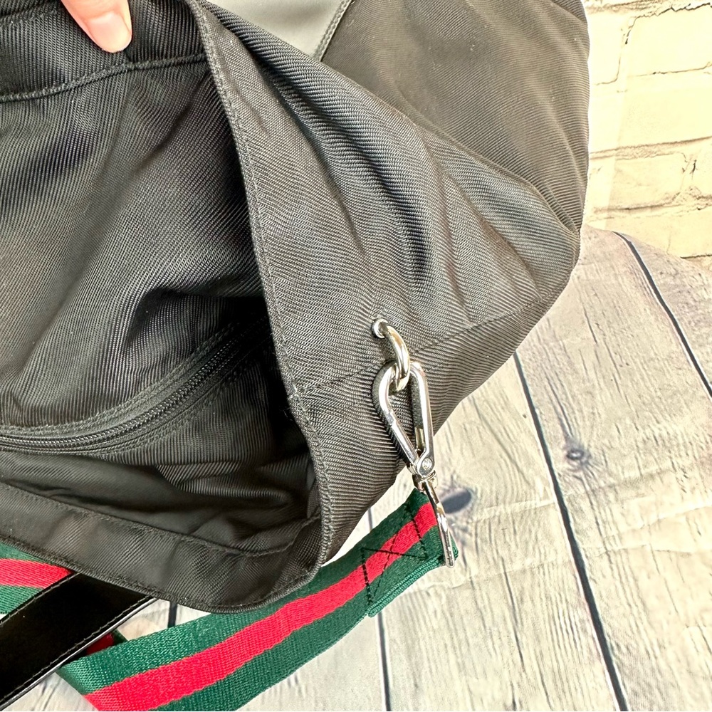 GUCCI black leather and nylon travel over-night crossbody bag LIKE NEW - Picture 11 of 16